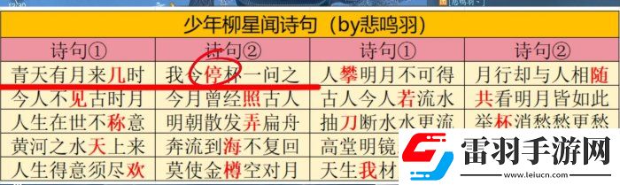 逆水寒手游少年柳星聞古詩詞怎么過