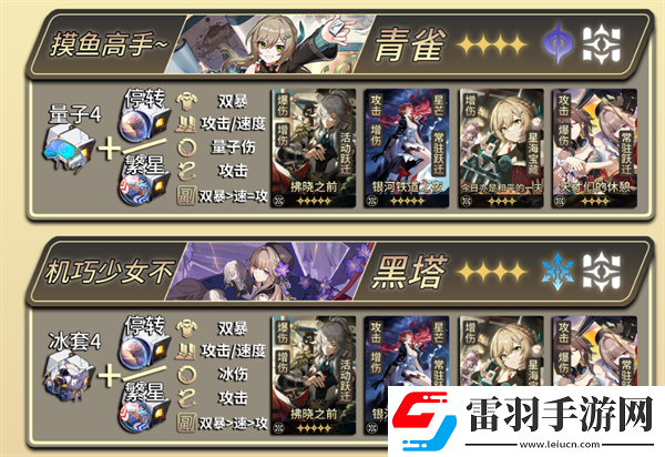 崩壞星穹鐵道1.4版本全角色光錐遺器怎么配裝
