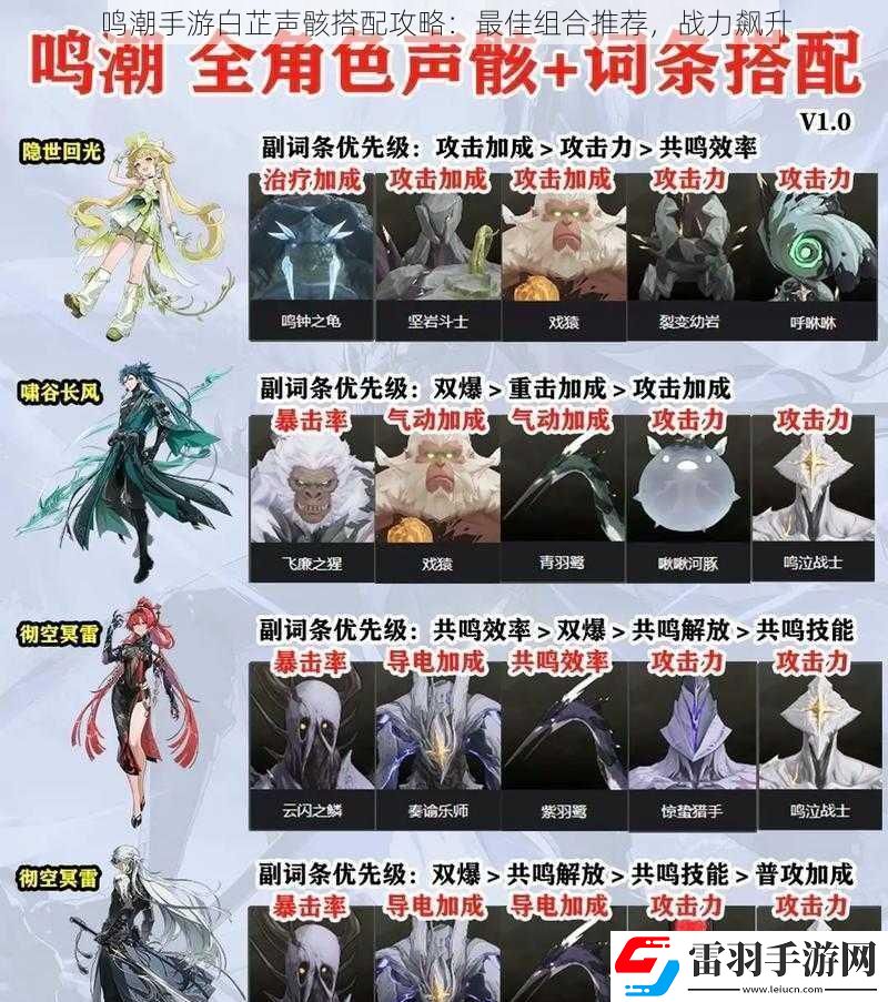 鳴潮手游白芷聲骸搭配攻略