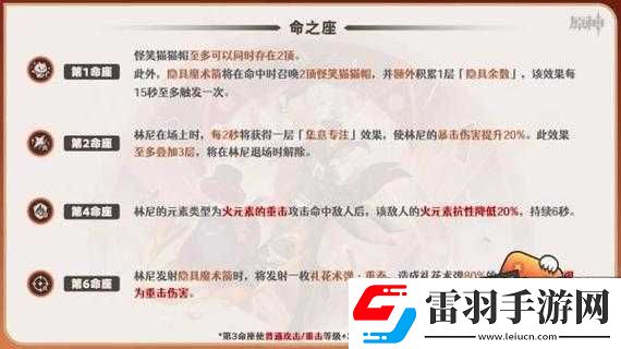 原神林尼命之座效果揭秘