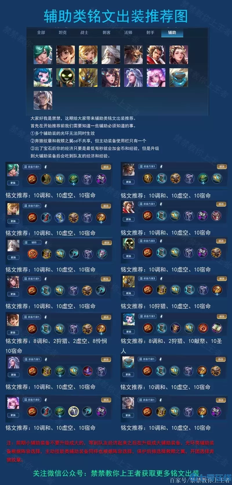 輔助一般帶什么銘文