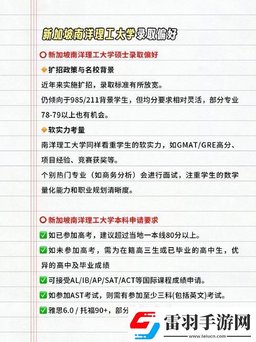 新加坡國立大學(xué)本科“入坑”要求探秘——自嘲版