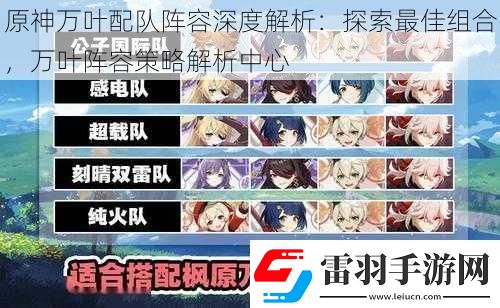 原神萬(wàn)葉配隊(duì)陣容深度解析