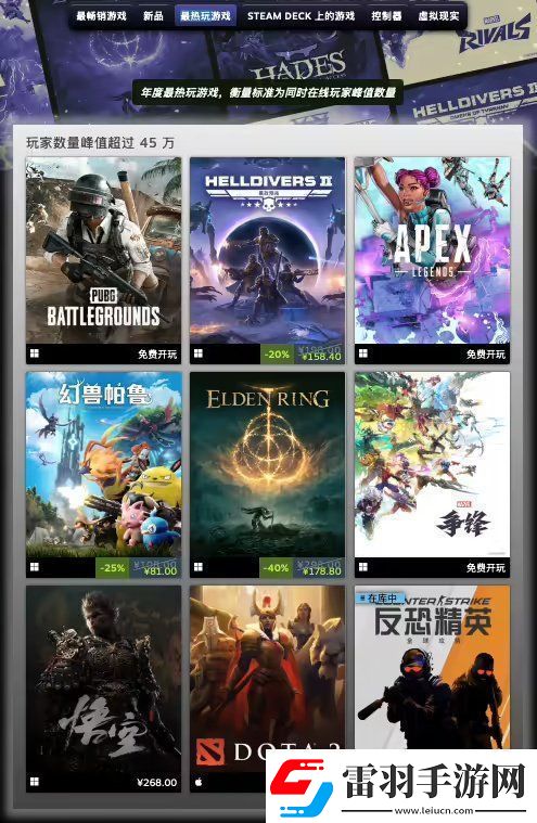 Steam年度最暢銷游戲公布